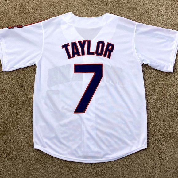 CLEVELAND INDIANS #7 TAYLOR , #24 DORN Sewn Jersey WHITE - Picture 6 of 16